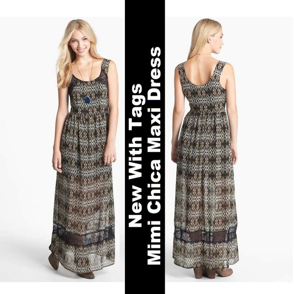 New Mimi Chica Maxi dress size Small S Full Length Sleeveless Lace Bohemian